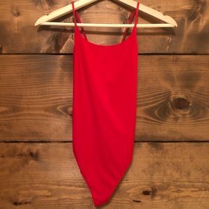 Red Spaghetti Strap Bodysuit